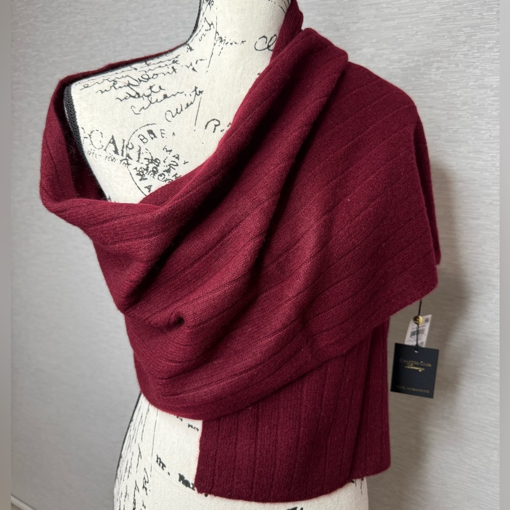 Charter Club Ribbed Crantini 100% Cashmere Scarf